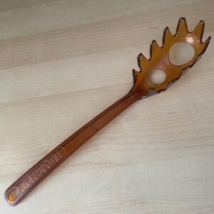 Vintage Robinson ULTRATEMP Pasta Server Measure Spoon Amber Brown Nylon Plastic